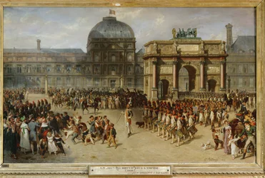 Militaire parade voor het Tuilerieënpaleis, Parijs, in 1810 ...