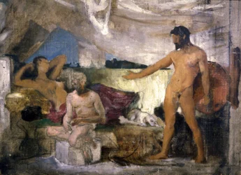 Trojaanse oorlog: Achilles en Priamus, koning van Troje, ca. 1850 (schets)