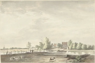 Het veerhuis aan de Lek bij Schoonhoven