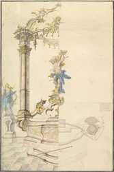 Ontwerp voor een altaarstuk met een figuur van St. Sebastian, 1741