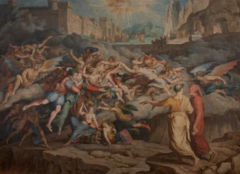 Dante en Vergilius in de tweede kring van de hel, 1823.