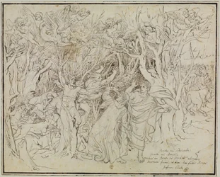 Dante en Vergilius in het woud van de zelfmoordenaars (Dante