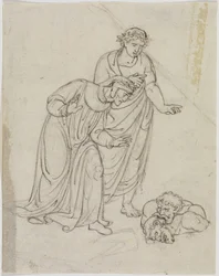 De landverraders in het ijs, graaf Ugolino en aartsbisschop Ruggieri, die elkaar verscheuren (Dante, Inferno, canto 33, V 109)