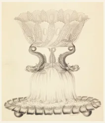 Ontwerp voor een zilveren en kristallen compote