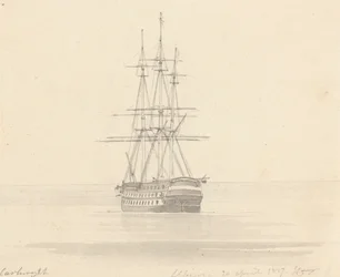 Enkele fregat, achtersteven vooruit; Albion 20 april 1817