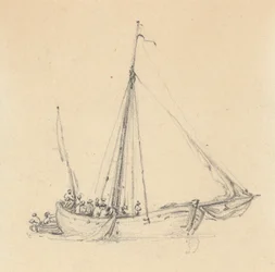 Enkele Ketch, Boeg Vooruit; Roeiboot Achter