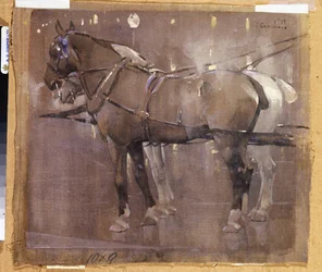 Paarden bij gaslicht