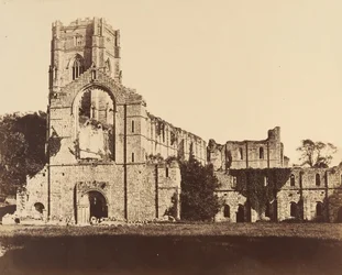 Fountains Abbey. Algemeen Westelijk Front, 1850s