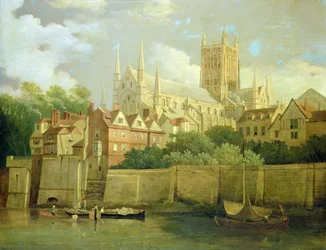 Een Uitzicht op Worcester Cathedral vanuit het Zuidwesten