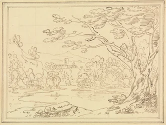 Landschap met Bomen bij een Meer