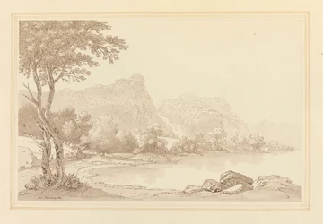 Lodore Rotsen watervallen huisje in de verte