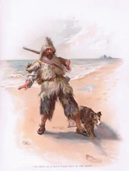 De afdruk van een mannenvoet in het zand