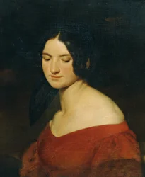 Dame in Indischrood kleed