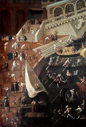 Regatta bij de Ponte di Rialto in Venetië (detail)