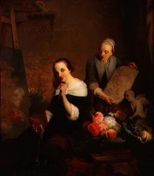 Een Kunstenaar aan het Werk in Haar Atelier