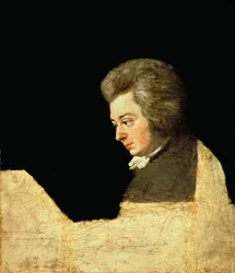 Portret van Wolfgang Amadeus Mozart (1756-91) aan de piano, 1789