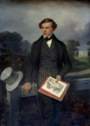 Portret van Gustave de Maupassant, vader van de schrijver. Schilderij door Joseph Louis Hippolyte Bellange (1800-1866)