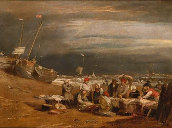 Een Vismarkt op het Strand, ca. 1802-04