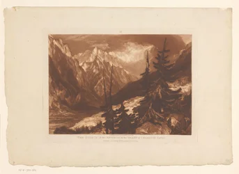 Gezicht op de vallei van Chamonix met de rivier de Arveyron