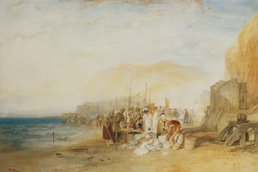 Hastings: Vismarkt op het Strand, Vroege Ochtend, 1822