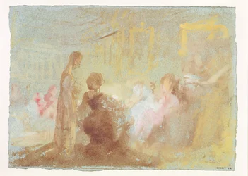 Interieur in Petworth House met mensen in gesprek, 1830