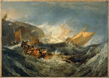 Het wrak van een transportschip ... (schilderij op doek)