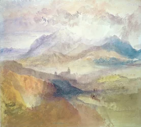 Uitzicht langs een Alpenvallei, mogelijk de Val d