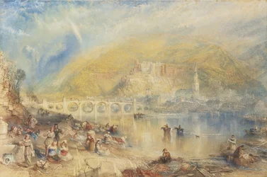 Uitzicht op Heidelberg met een regenboog