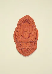 Voorzijde van het Zegel van Matthew Parker, Aartsbisschop van Canterbury, bij het Testament van Thomas Alyce, Koopman
