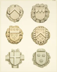 Gewelfstenen (knoppen) in het plafond van de Redcliffe Church