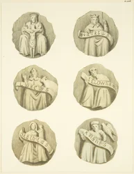 Gewelfstenen (bossen) in het plafond van de Redcliffe Church