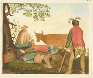 Guy, graaf van Warwick, en de Dun Cow, kopieën van origineel olieverfschilderij