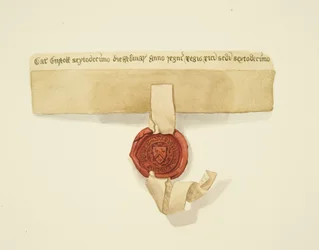 Zegel bevestigd aan de onderkant van een akte, ca. 1825