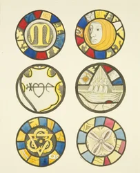 Glas-in-lood in noord- en oostramen, noordtransept van St Mary Redcliffe
