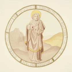 Glas-in-loodraam in de privékapel van het bisschoppelijk paleis: St. Bartholomeus