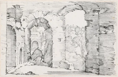 Gebogen doorgangen van een vervallen gebouw