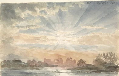 Landschap met opkomende zon