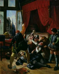 De moord op Brion, leermeester van de prins van Conti (1558-1614), tijdens het Bloedbad van Sint-Bartholomeus in 1572, 1833