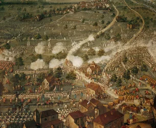 Spaanse Successieoorlog: Keizerlijke troepen onder leiding van prins Eugene van Savoye verpletteren Franse troepen in de slag bij Malplaquet ...