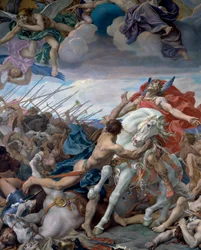 De gelofte van Clovis bij de Slag bij Tolbiac. In 496 beloofde Clovis I, koning der Franken, zich tot het christendom te bekeren als hij de Slag bij Tolbiac (Zülpich) bij Keulen tegen de Alemannen zou winnen.