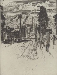 Heuvels op en af naar de baai, San Francisco, 1912