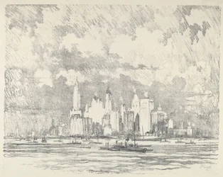 New York vanaf Ellis Island, 1910