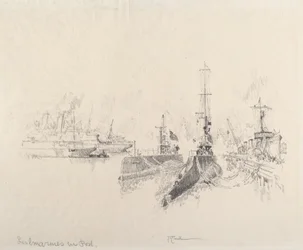 Onderzeeërs in de haven, 1917