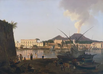 De haven van Granatello in Portici, nabij Napels, door Josef Rebell (1787-1828), Italië, 20e eeuw