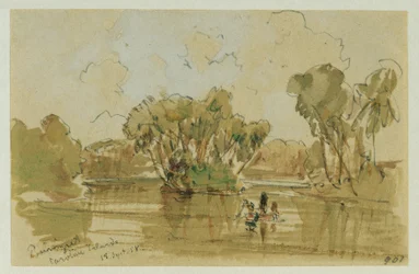 Landschap op het eiland Puinipet (Ponape), Caroline-eilanden