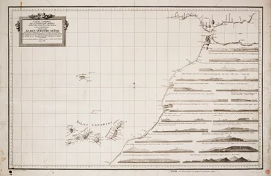 Kaart van de westkust van Afrika en de Canarische eilanden