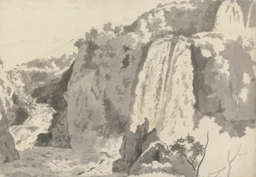 Rotsachtig landschap met watervallen