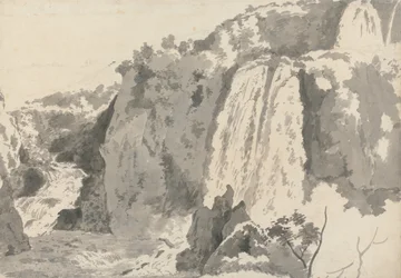 Rotsachtig landschap met watervallen