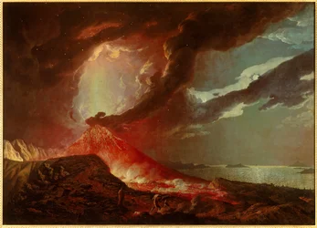 De uitbarsting van de Vesuvius met eilanden in de Baai van Napels in 1776