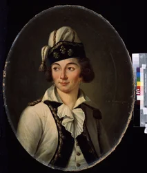 Portret van een dame in verkleedkleding
